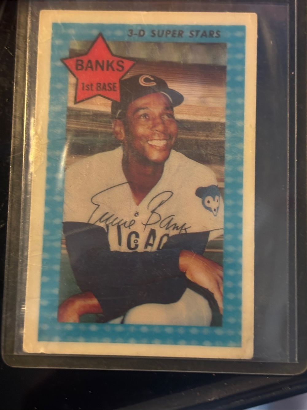 Ernie Banks Vintage Baseball Card - Blue Border